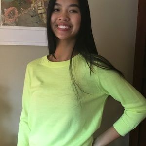 NEON YELLOW J.Crew sweater in 100% merino wool.